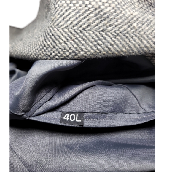 Reed St James sport coat western cut gray herringbone wool lined 40L vtg - Picture 12 of 12